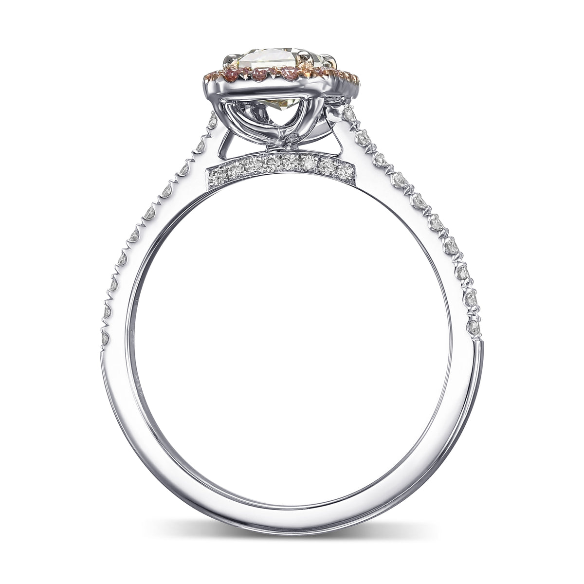 Fancy Intense Yellowish Green Radiant Halo Diamond Ring 