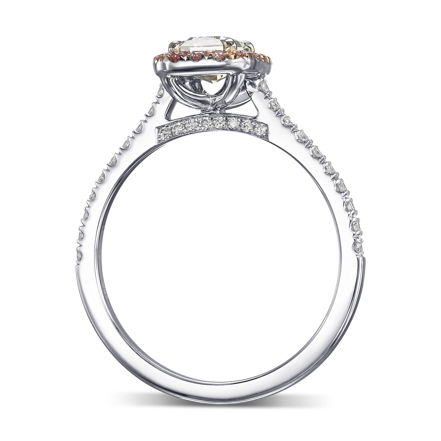 Fancy Intense Yellowish Green Radiant Halo Diamond Ring 