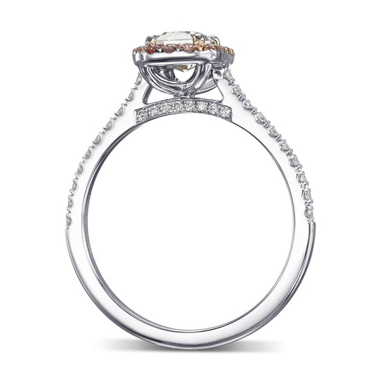 Fancy Intense Yellowish Green Radiant Halo Diamond Ring 