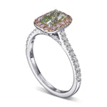 Fancy Intense Yellowish Green Radiant Halo Diamond Ring 