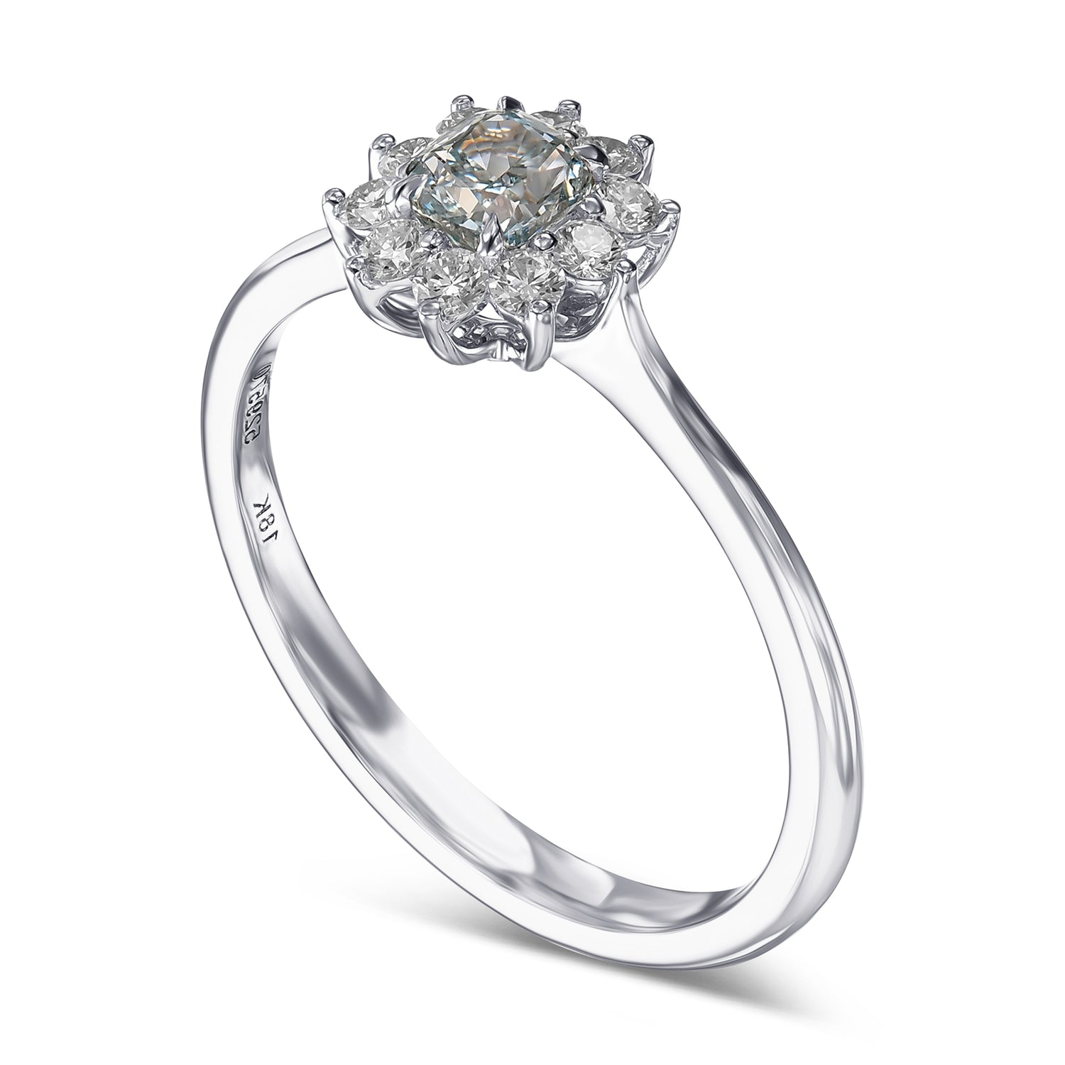 Fancy Intense Green Blue Cushion Halo Diamond Ring