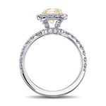 Fancy Yellow Cushion Queens Halo Diamond Ring