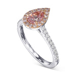 Fancy Intense Pink Pear Halo Diamond Ring