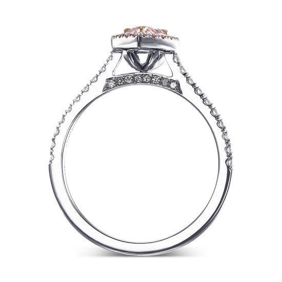 Fancy Intense Pink Pear Halo Diamond Ring