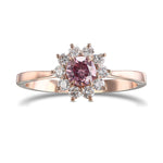 Fancy Intense Purplish Pink Round Halo Diamond Ring