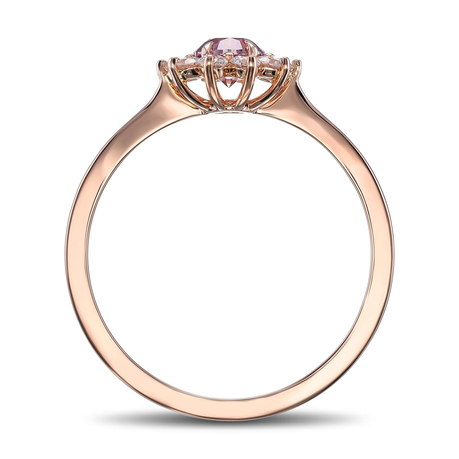 Fancy Intense Purplish Pink Round Halo Diamond Ring
