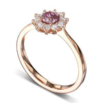 Fancy Intense Purplish Pink Round Halo Diamond Ring