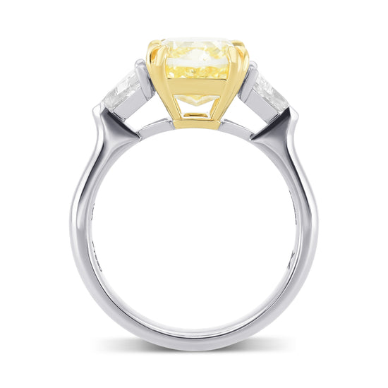 Fancy Yellow Cushion & Triangle Diamond 3 Stone Ring