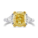 Fancy Yellow Cushion & Triangle Diamond 3 Stone Ring