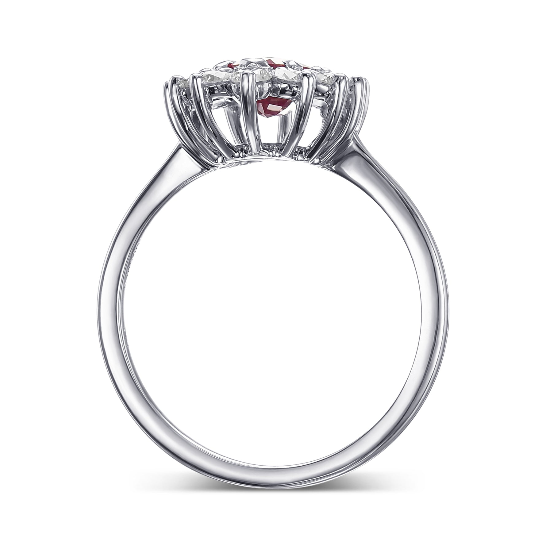 Marquise Ruby and Diamond Halo Ring