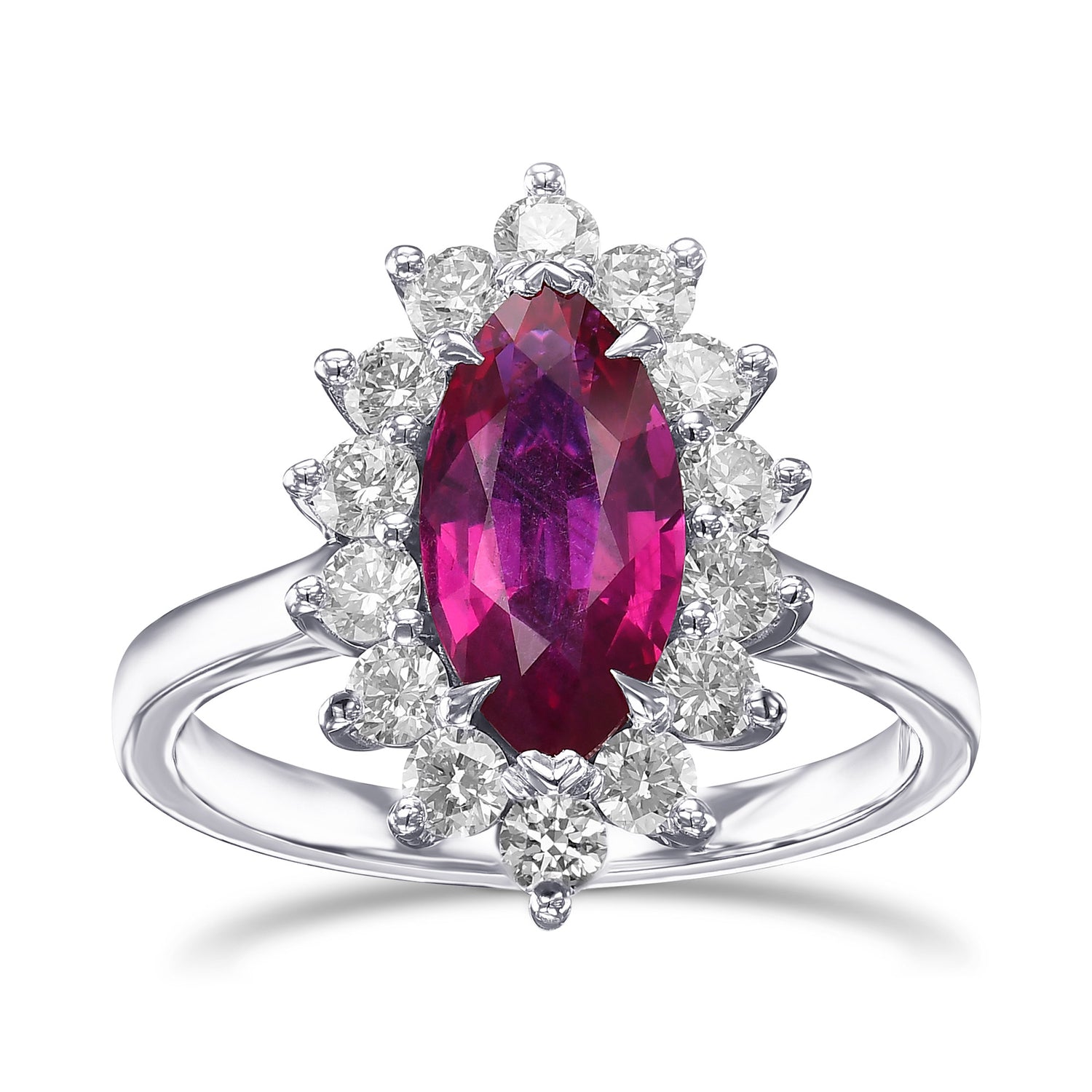 Marquise Ruby and Diamond Halo Ring