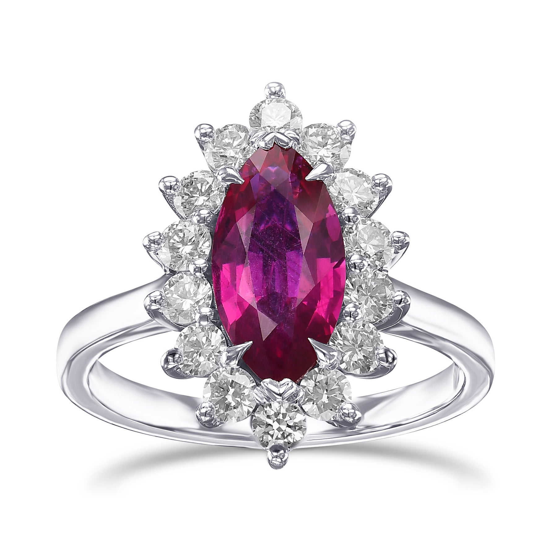 Marquise Ruby and Diamond Halo Ring
