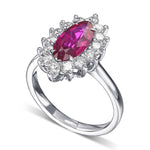 Marquise Ruby and Diamond Halo Ring