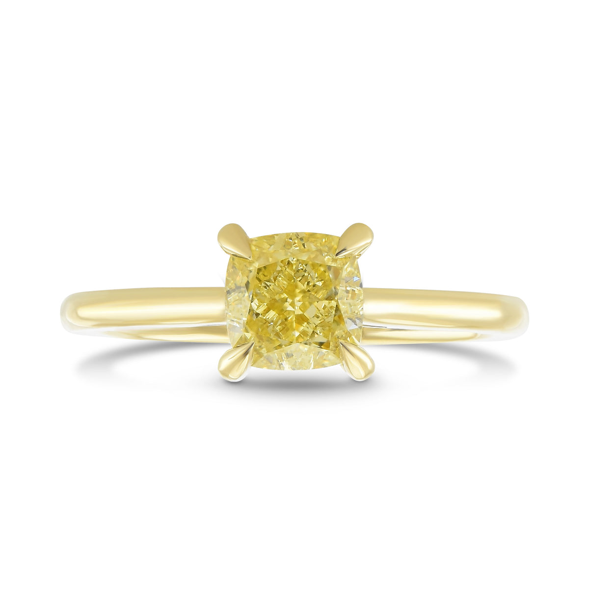 Fancy Yellow Cushion Solitaire Diamond Ring