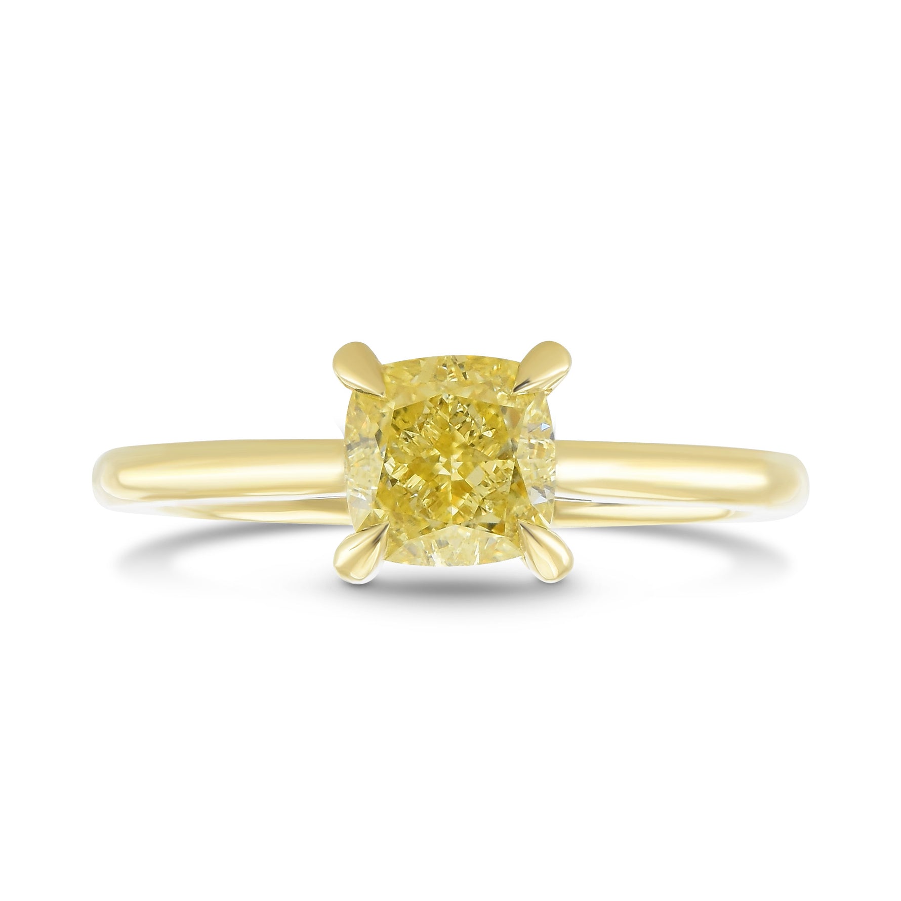 Fancy Yellow Cushion Solitaire Diamond Ring