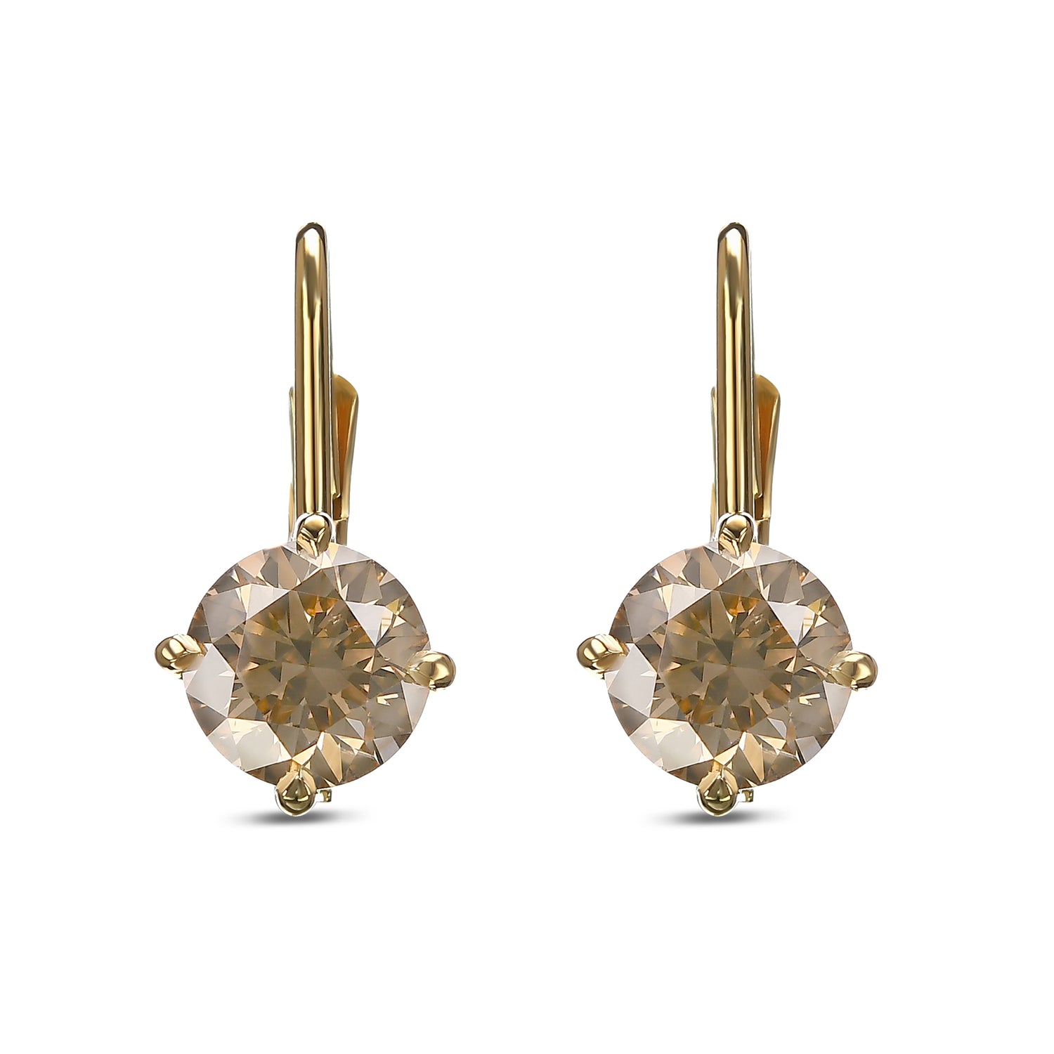 Round Brown Diamond Drop Earrings