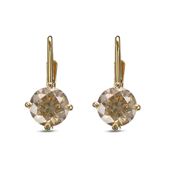 Round Brown Diamond Drop Earrings