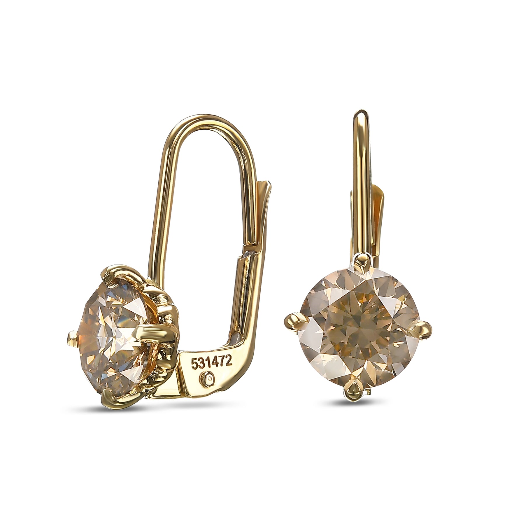 Round Brown Diamond Drop Earrings
