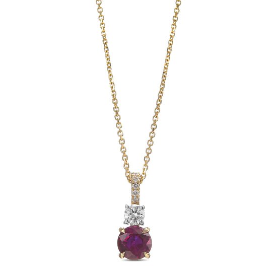 Round Red Ruby and Diamond Drop Pendant