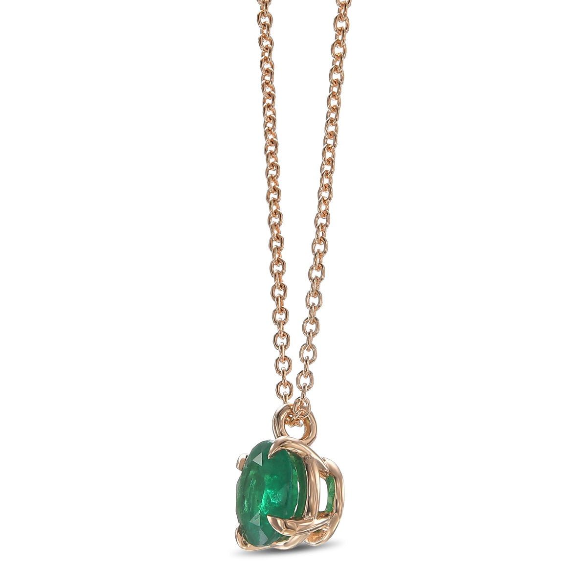 Round Green Emerald Solitaire Pendant