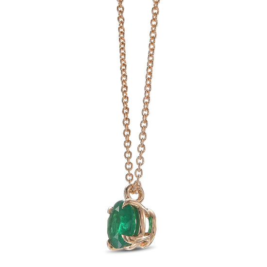 Round Green Emerald Solitaire Pendant