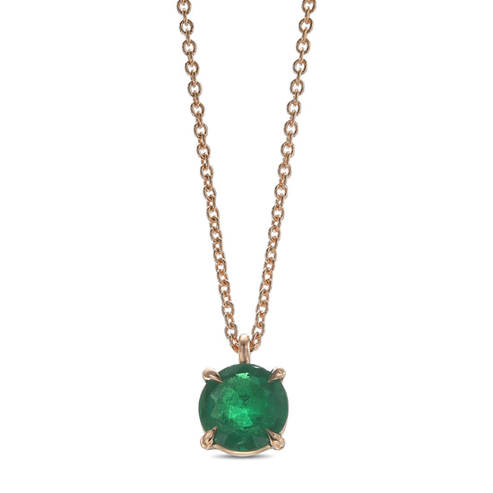 Round Green Emerald Solitaire Pendant