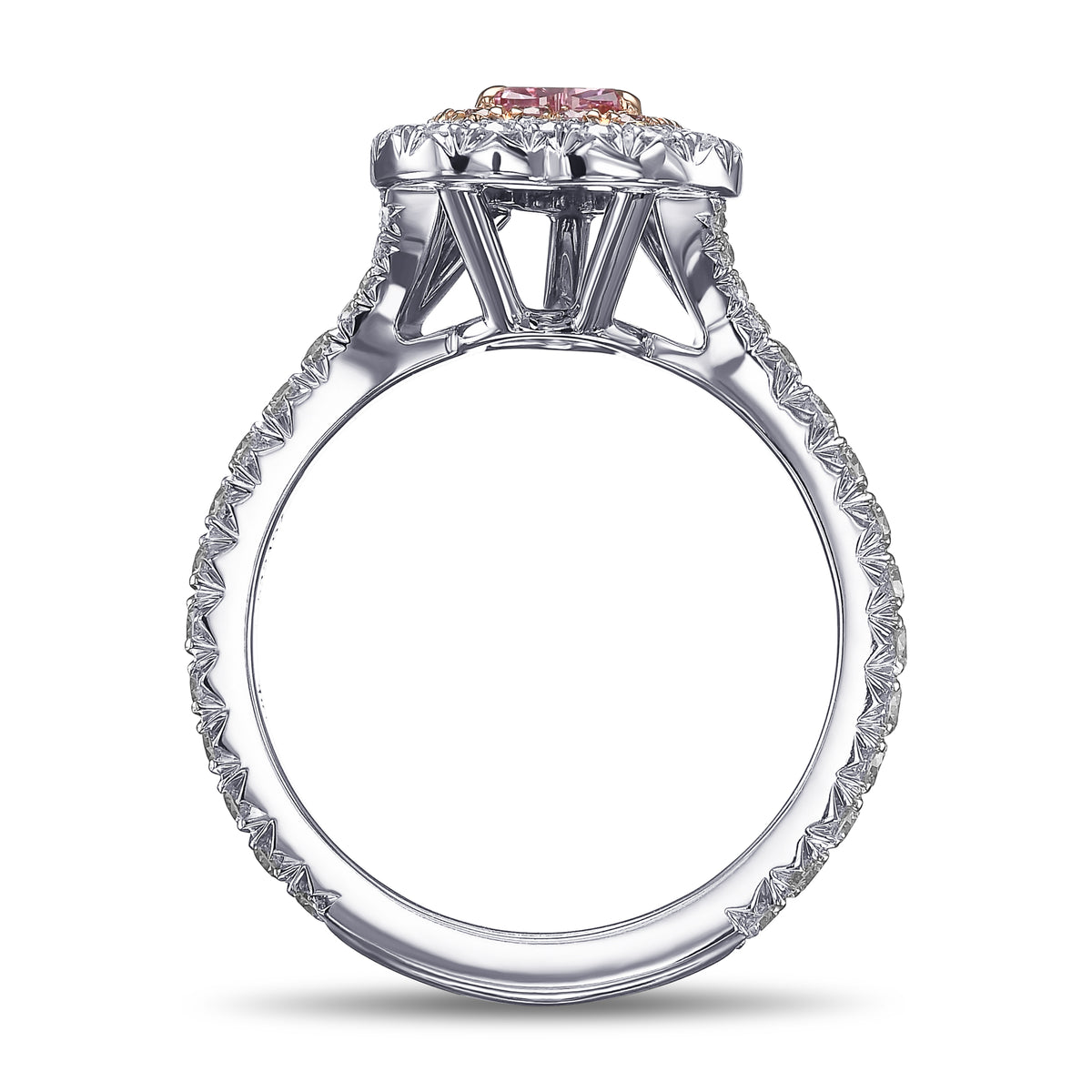 Fancy Vivid Purple Pink Heart Halo Diamond Ring