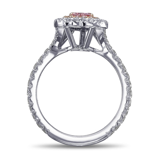 Fancy Vivid Purple Pink Heart Halo Diamond Ring