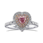 Fancy Vivid Purple Pink Heart Halo Diamond Ring