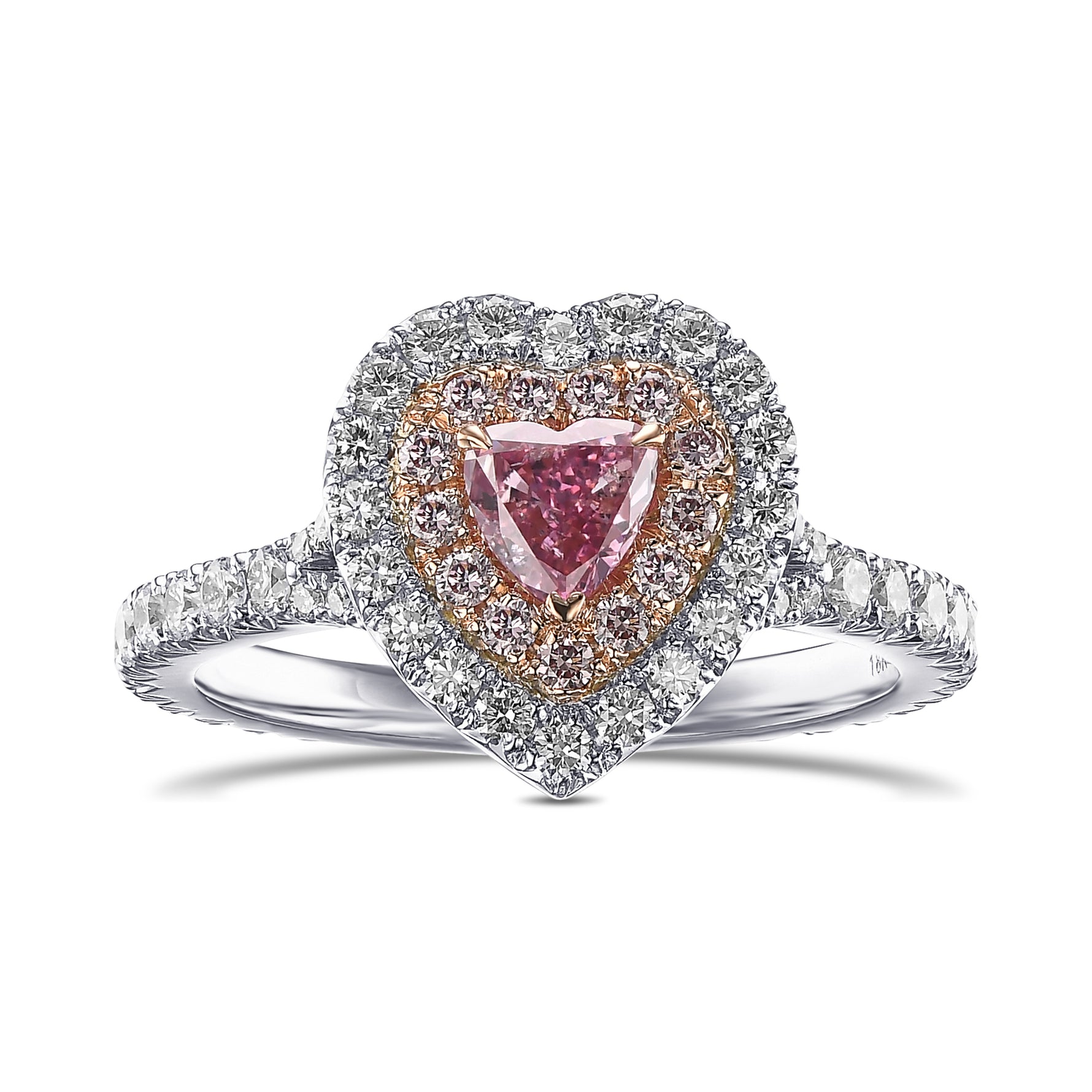 Fancy Vivid Purple Pink Heart Halo Diamond Ring