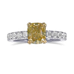 Fancy Brownish Yellow Cushion Side Stone Diamond Ring