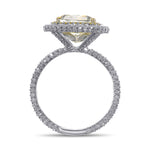 Fancy Light Yellow Cushion Double Halo Diamond Ring