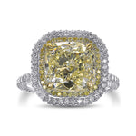 Fancy Light Yellow Cushion Double Halo Diamond Ring