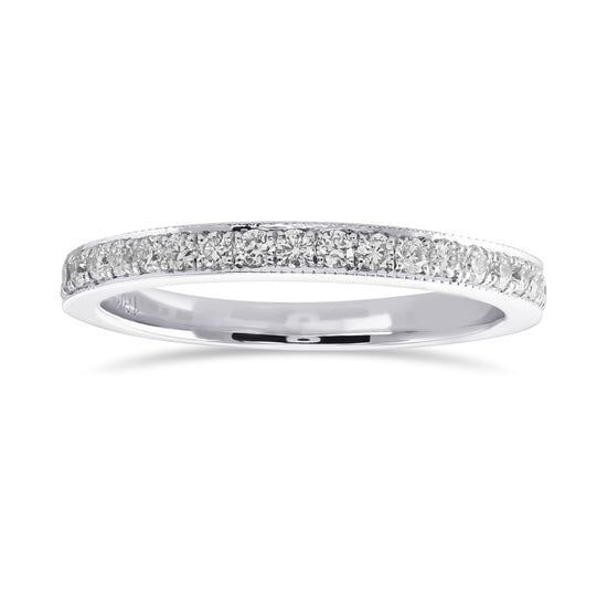 Round Brilliant Diamond Half Eternity Pave Set Wedding Ring