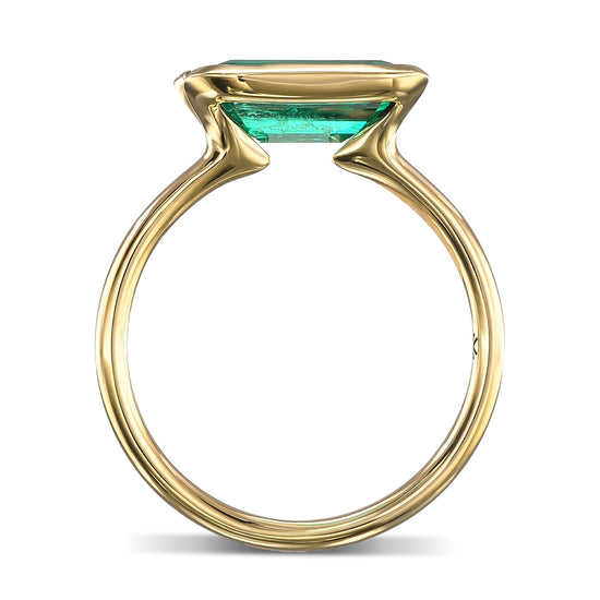 Muzo Emerald Half-Bezel Solitaire Ring