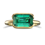 Muzo Emerald Half-Bezel Solitaire Ring