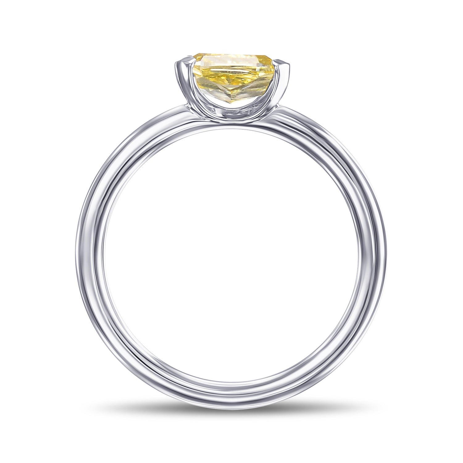 Fancy Intense Yellow Cushion Half-Bezel Solitaire Diamond Ring