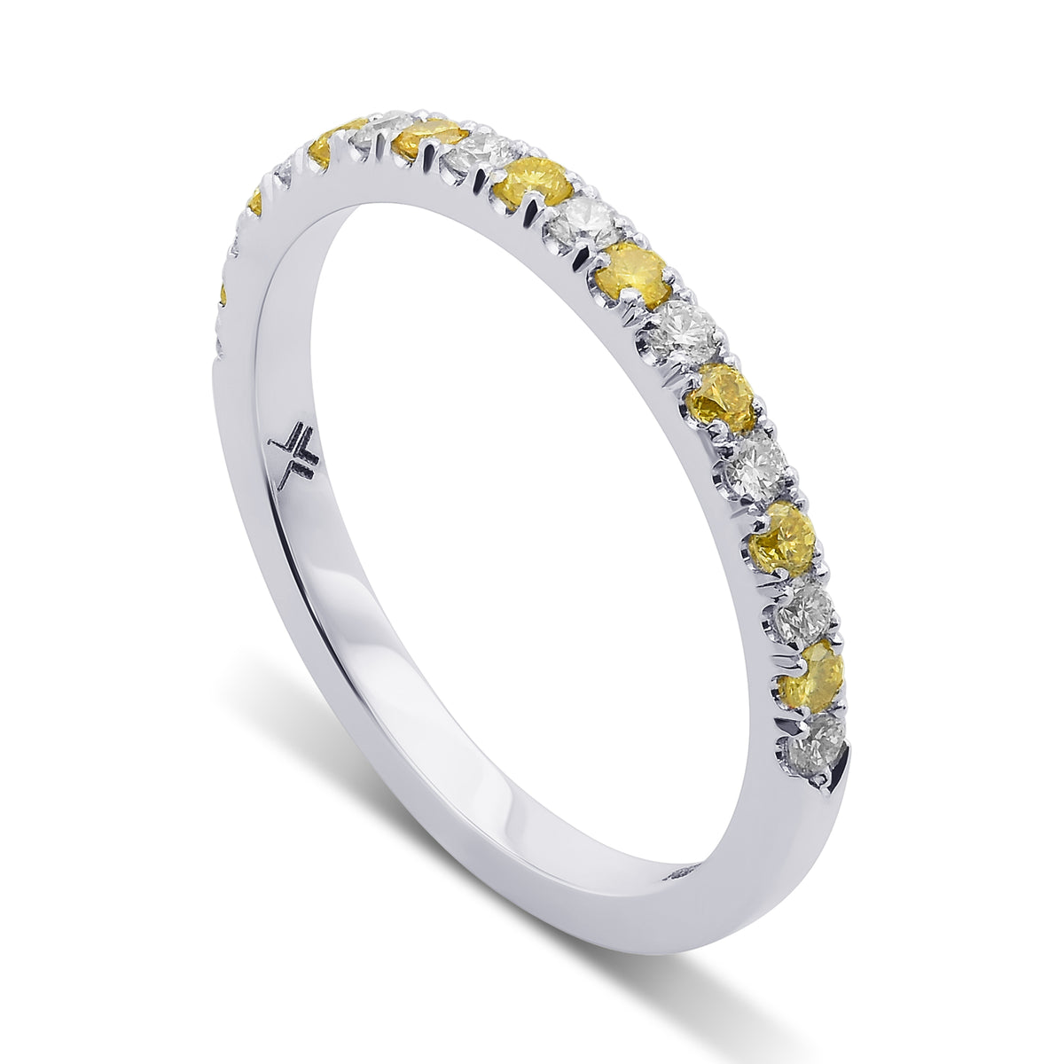 Fancy Intense Yellow and White Diamond Band Ring