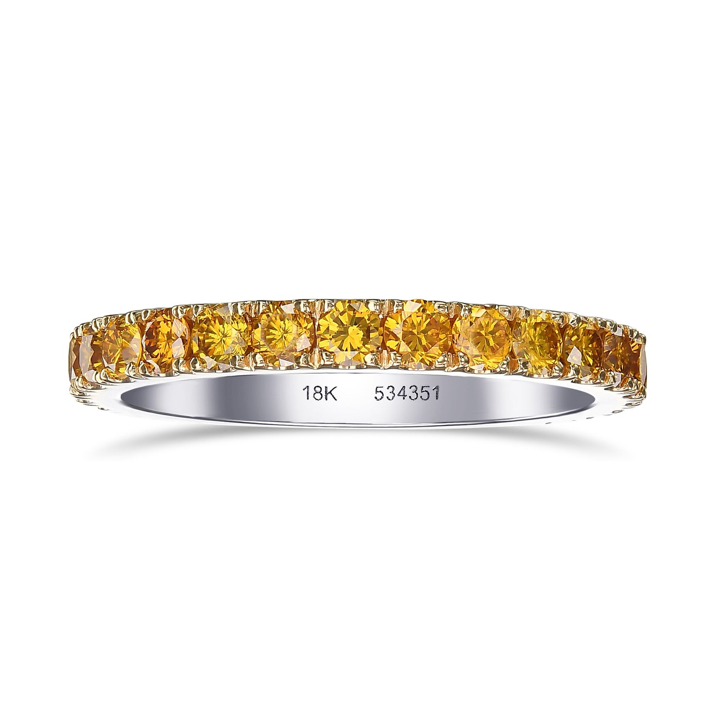 Fancy Deep Orangy Yellow Round Diamond Band