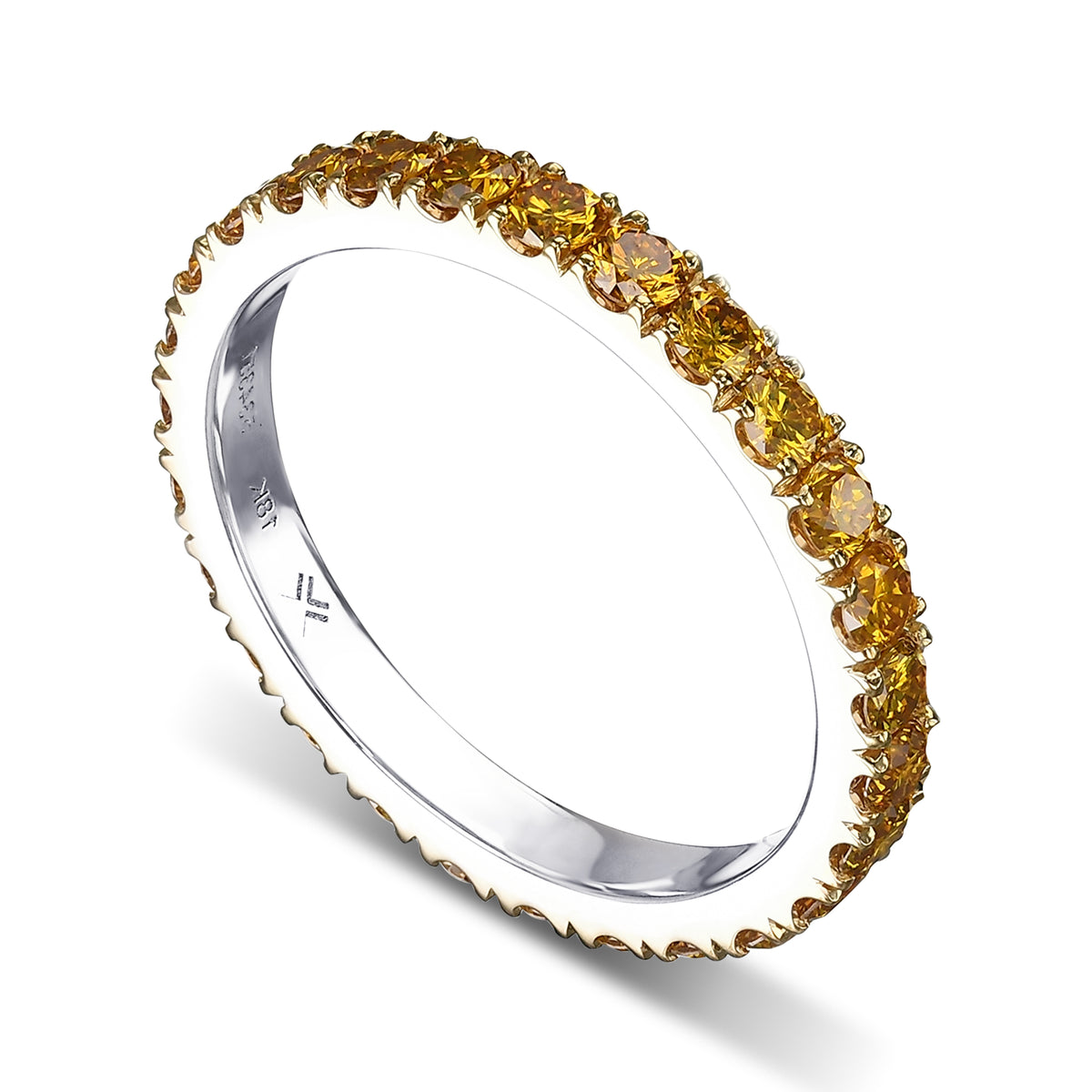 Fancy Deep Orangy Yellow Round Diamond Band