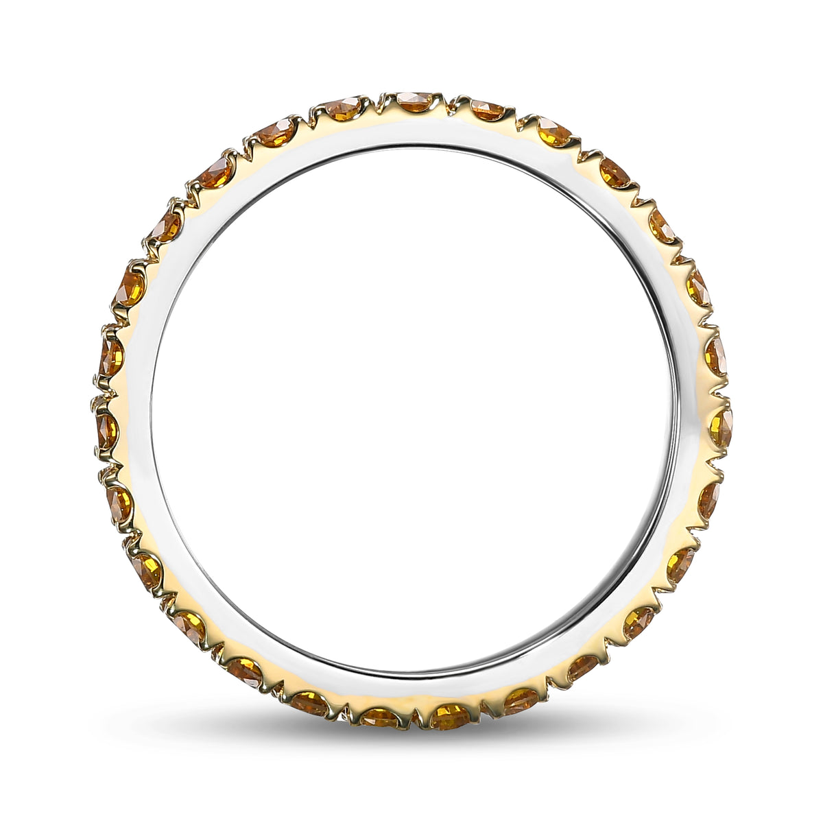 Fancy Deep Orangy Yellow Round Diamond Band