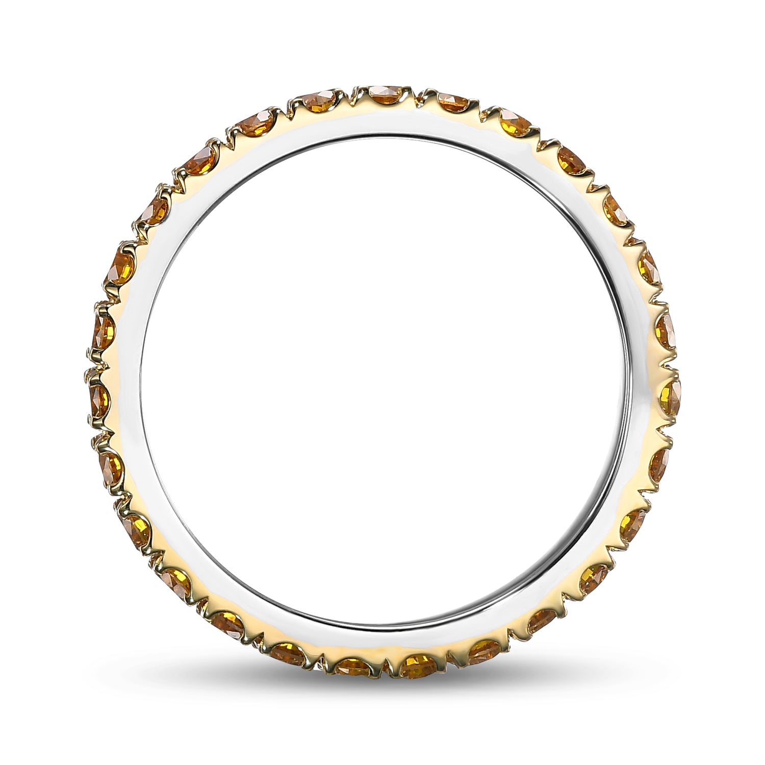 Fancy Deep Orangy Yellow Round Diamond Band