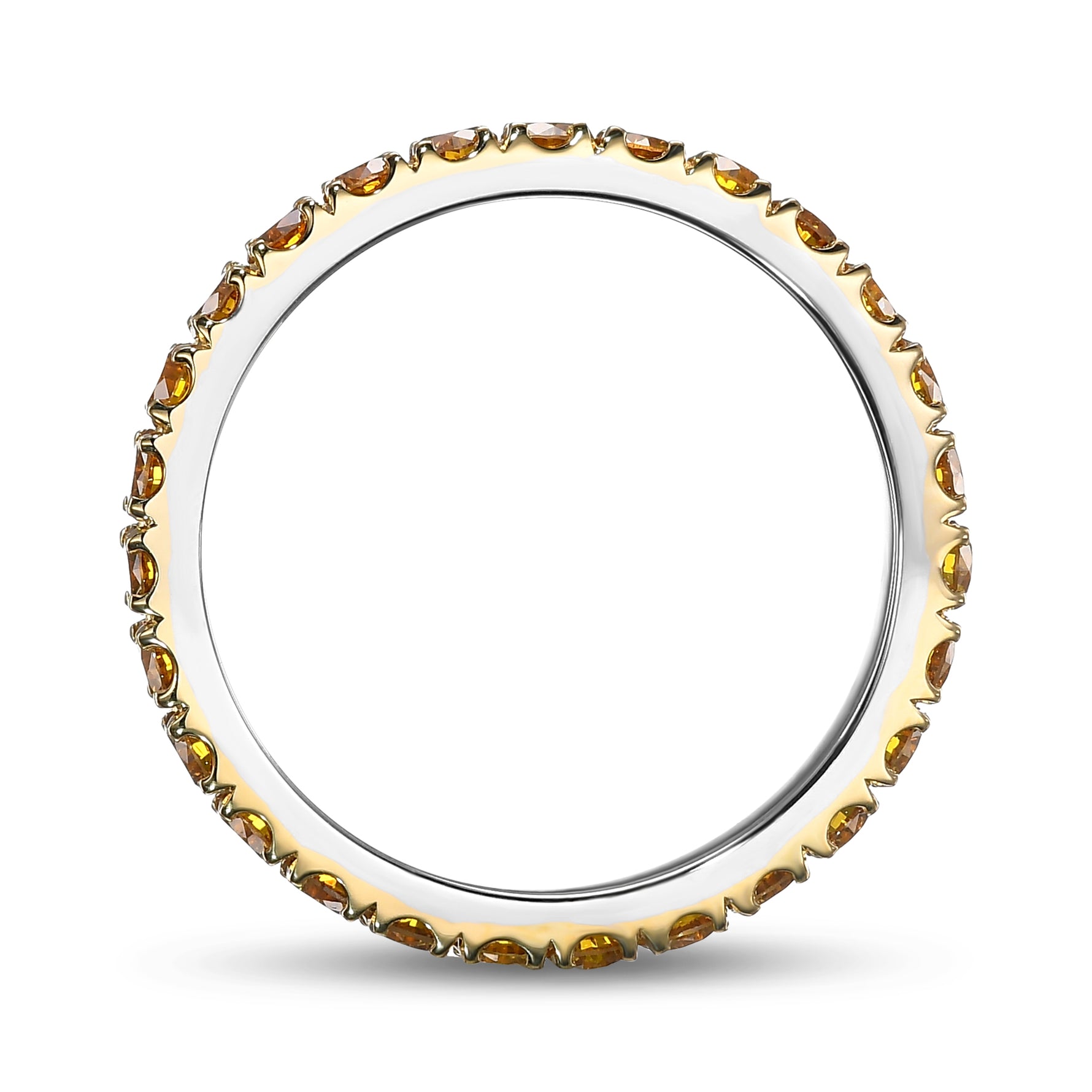 Fancy Deep Orangy Yellow Round Diamond Band