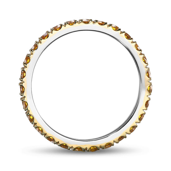Fancy Deep Orangy Yellow Round Diamond Band