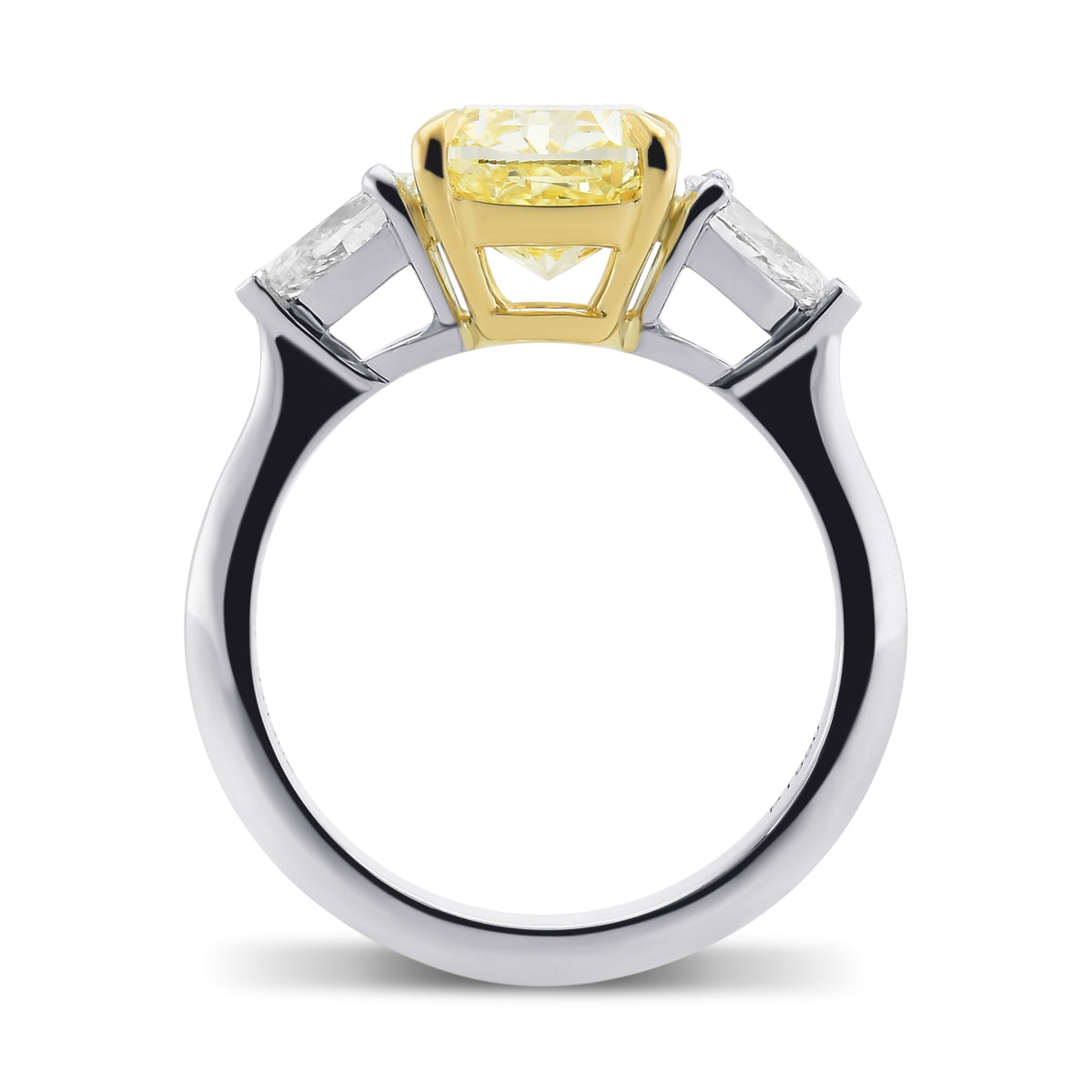 Fancy Yellow Cushion 3-stone Diamond Ring 