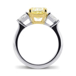Fancy Yellow Cushion 3-stone Diamond Ring 