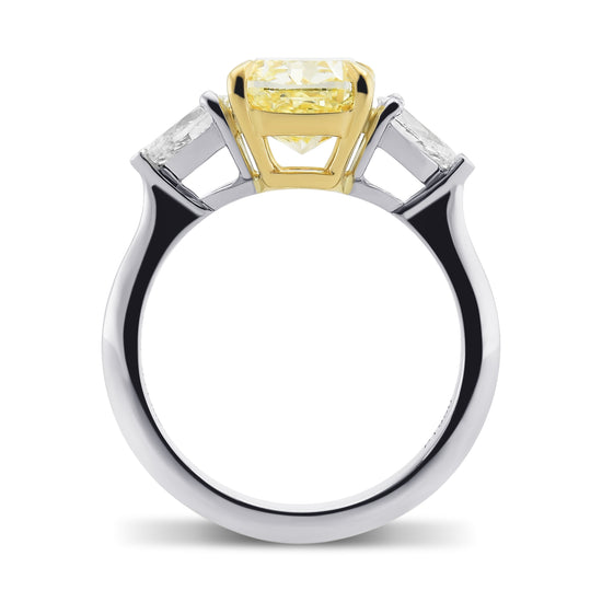 Fancy Yellow Cushion 3-stone Diamond Ring 