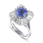 Cushion Tanzanite and Diamond Ballerina Ring