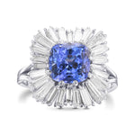 Cushion Tanzanite and Diamond Ballerina Ring