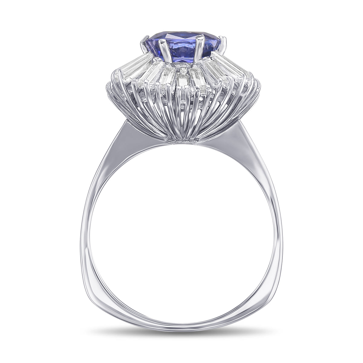 Cushion Tanzanite and Diamond Ballerina Ring